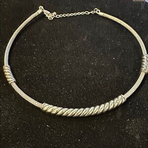 VTG 90s Silvertone Mesh Choker – Cable‑Style Segments, Wire‑Core, DY‑Inspired